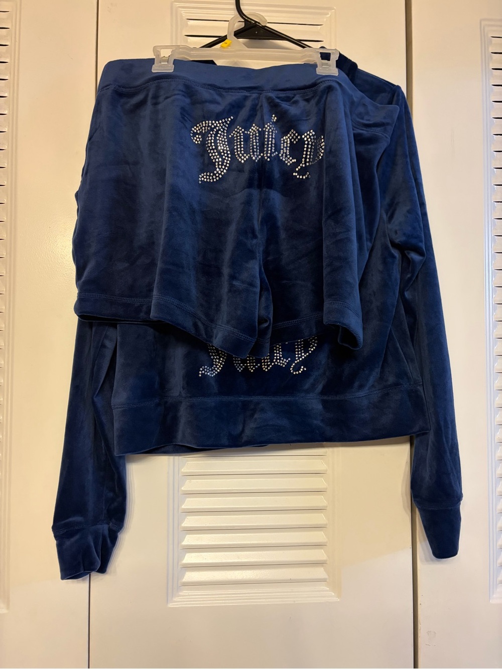 Juicy Couture Navy Blue Velour Rhinestone Logo Jacket